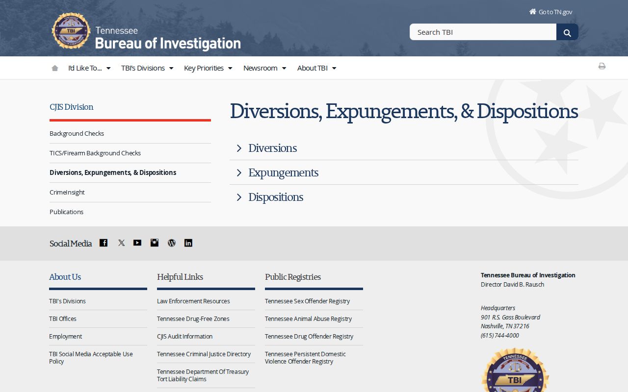 Decatur County booking record expungement and disposition source