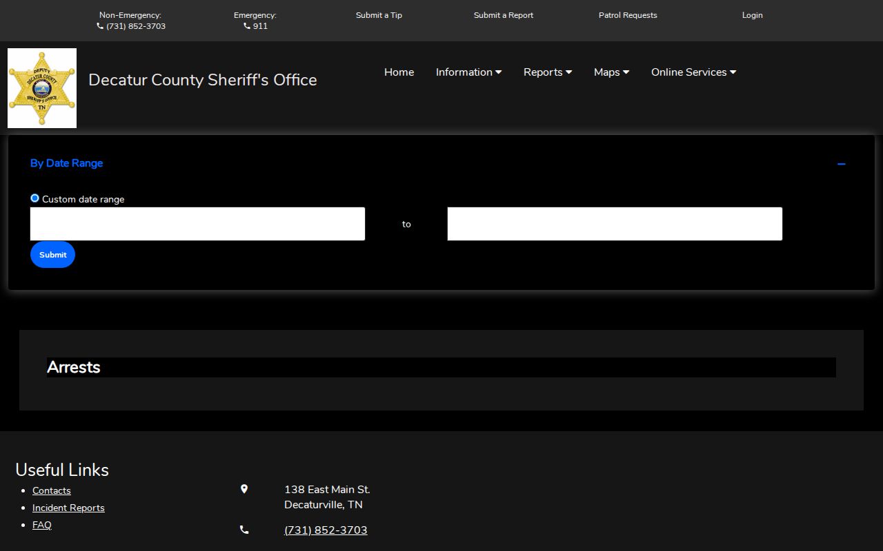 Decatur County official arrest search booking records form